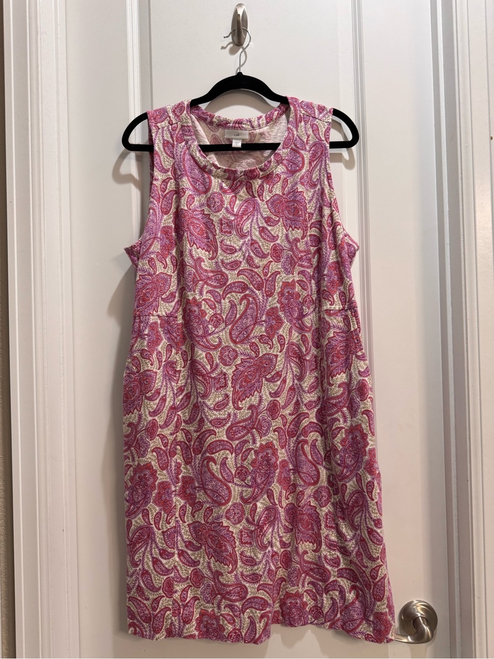 J. Jill Wearever Collection Beige A-line Sleeveless Dress XL Round Neck Pockets